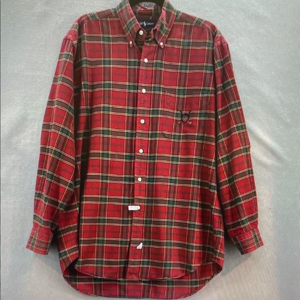 Ralph Lauren Blue Label Red Green Tartan Button-Down Shirt